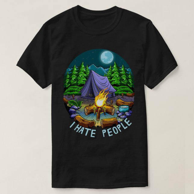 Camiseta Me Encanta Camping Odio A La Gente Indignada Vinta (Diseño del anverso)