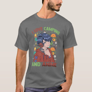 Camiseta Me Encanta Camping Y Anime - Cute Kawaii - Manga O