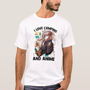 Camiseta Me Encanta Camping Y Anime - Kawaii Cute - Manga O