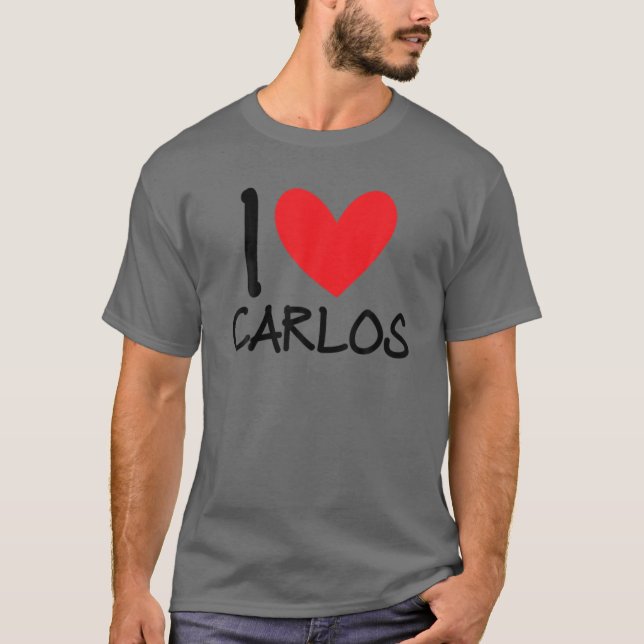 Camiseta Me encanta Carlos Nombre Hombres Personalizados Gu (Anverso)