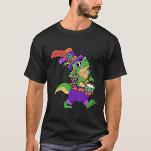 Camiseta Me encanta celebrar el mardi gras marchando dinosa