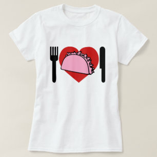 Camiseta Me Encanta Comer Tacos Rosa Knife Fork