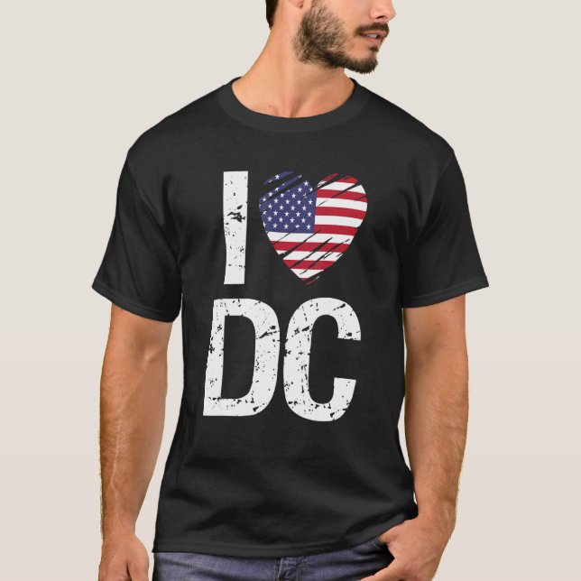 Camiseta Me Encanta Dc Con Bandera Estadounidense (Anverso)