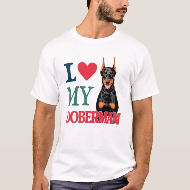 Camiseta Me encanta Doberman Dog (Anverso)