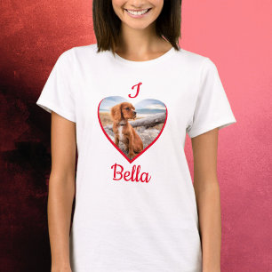 Camiseta Me encanta Dog Photo Name Heart