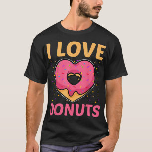 Camiseta Me encanta el amor de donuts en forma de corazón