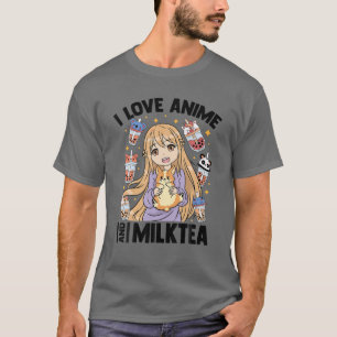 Camiseta Me Encanta El Anime Y El Té Leche - Chica Kawaii O