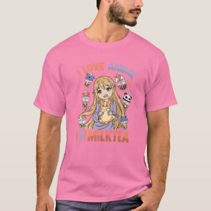 Camiseta Me Encanta El Anime Y El Té Leche - Chica Kawaii O