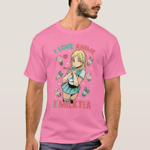 Camiseta Me Encanta El Anime Y El Té Leche - Cute Kawaii -
