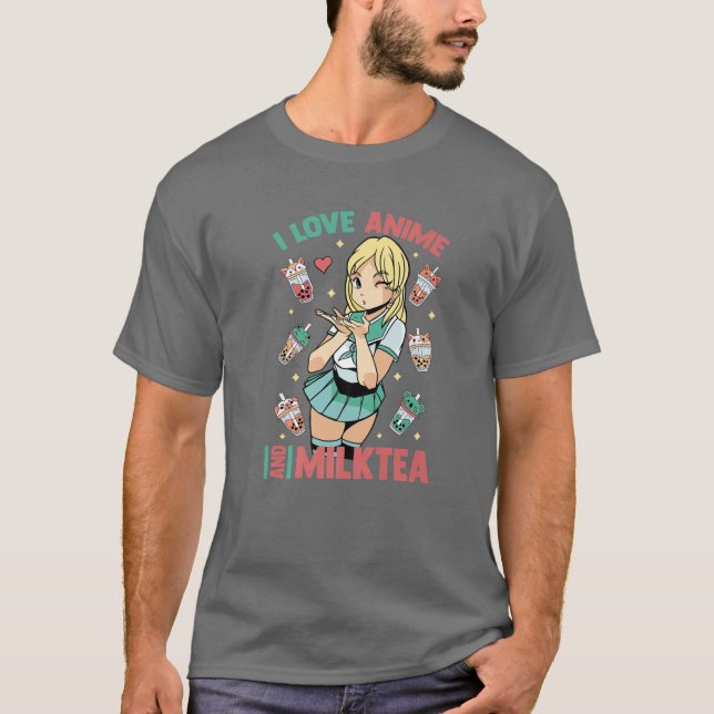 Camiseta Me Encanta El Anime Y El Té Leche - Cute Kawaii -  (Anverso)