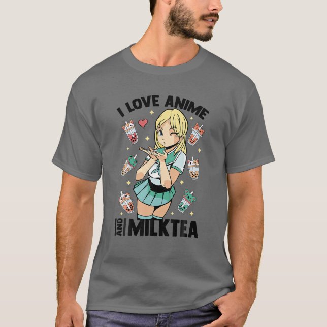 Camiseta Me Encanta El Anime Y El Té Leche - Cute Kawaii -  (Anverso)