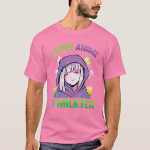 Camiseta Me Encanta El Anime Y El Té Leche - Kawaii Blushin