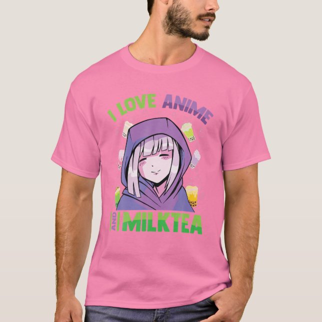 Camiseta Me Encanta El Anime Y El Té Leche - Kawaii Blushin (Anverso)
