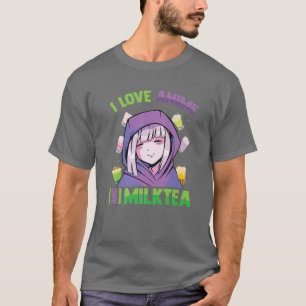 Camiseta Me Encanta El Anime Y El Té Leche - Kawaii Blushin