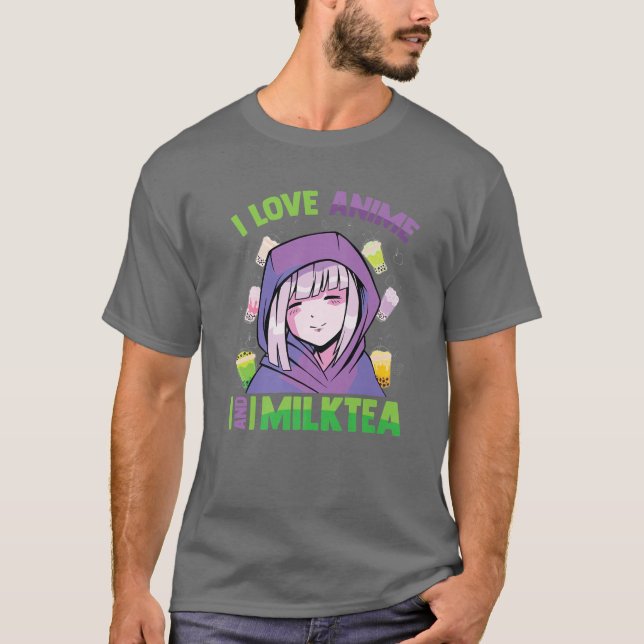 Camiseta Me Encanta El Anime Y El Té Leche - Kawaii Blushin (Anverso)