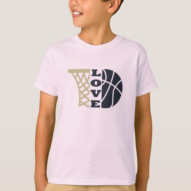 Camiseta Me encanta el aro de baloncesto y el balón azul (Anverso)