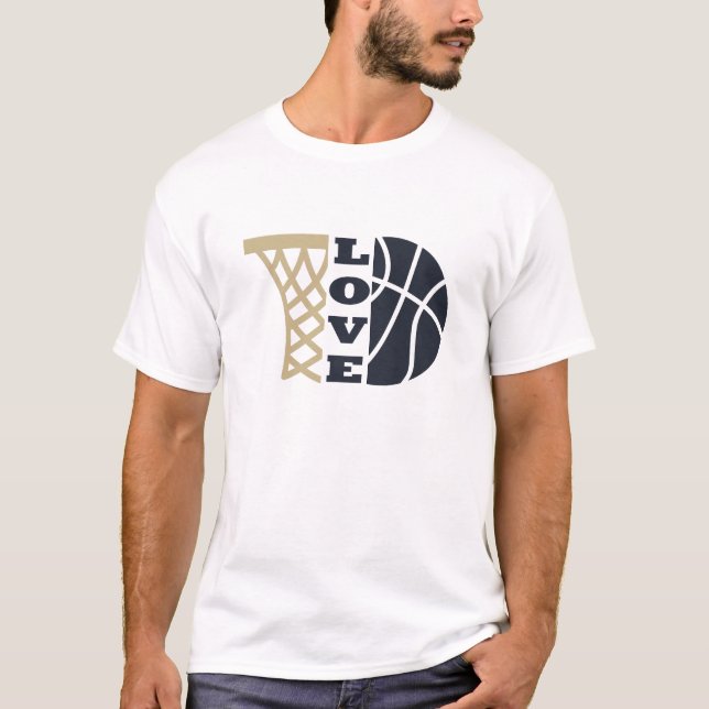 Camiseta Me encanta el aro de baloncesto y el balón azul (Anverso)