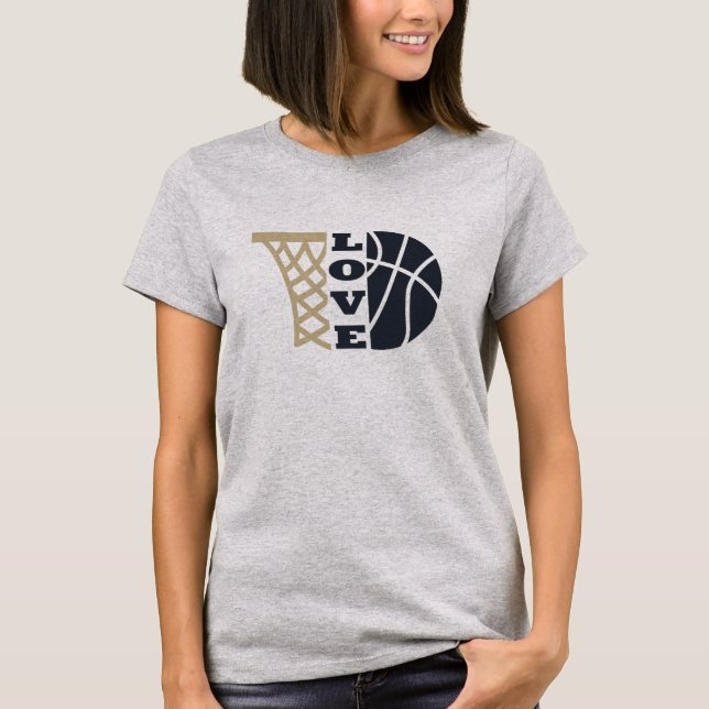 Camiseta Me encanta el aro de baloncesto y el balón azul (Anverso)