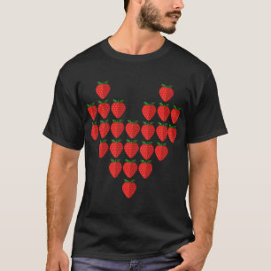 Camiseta Me encanta el arte de frutas de fresas en el coraz