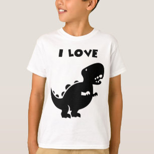Camiseta Me encanta el arte de la silueta de los dinosaurio