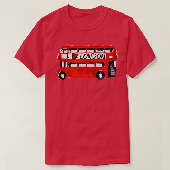 Camiseta Me encanta el autobús rojo de Londres que viaja po (Diseño del anverso)