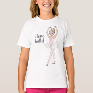 Camiseta Me encanta el ballet Bonito Purpurina de oro Balle