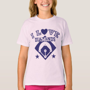 Camiseta Me encanta el béisbol de diamantes