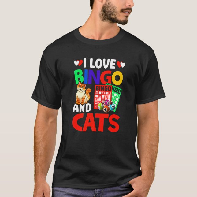 Camiseta Me Encanta El Bingo Y Los Gatos Bingo Llamador Hum (Anverso)