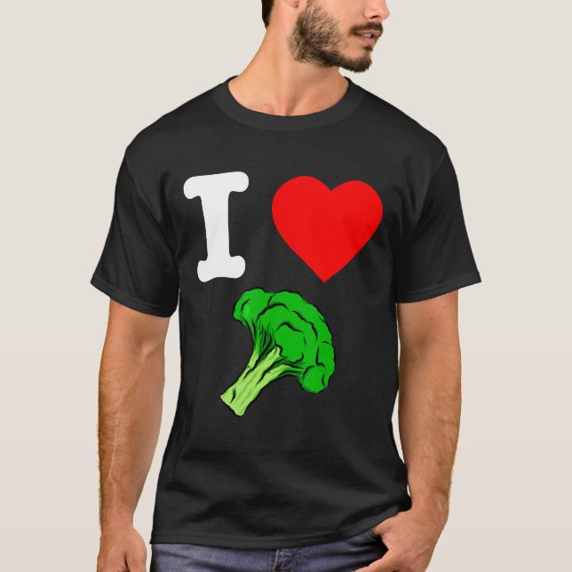 Camiseta Me encanta el brócoli I las verduras del corazón e (Anverso)