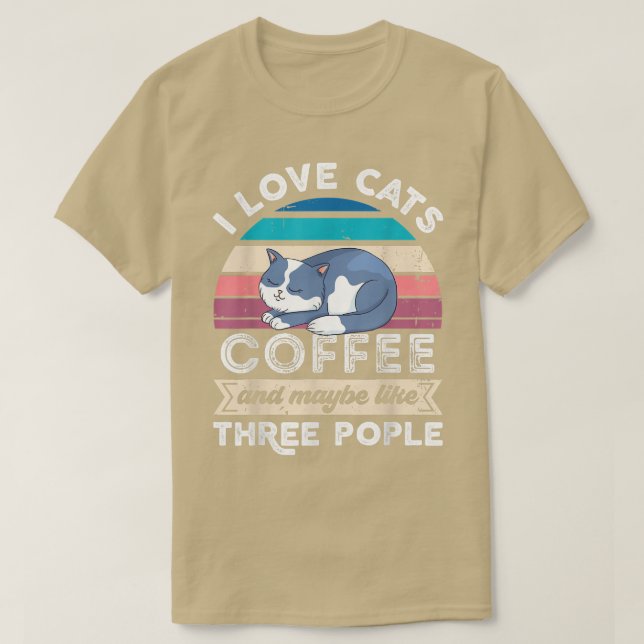 Camiseta Me encanta el café de gatos y me gustan las tres p (Diseño del anverso)