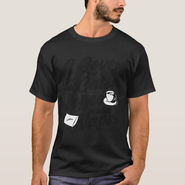 Camiseta Me Encanta El Café De Los Gatos Y Las Napas Cómica (Anverso)