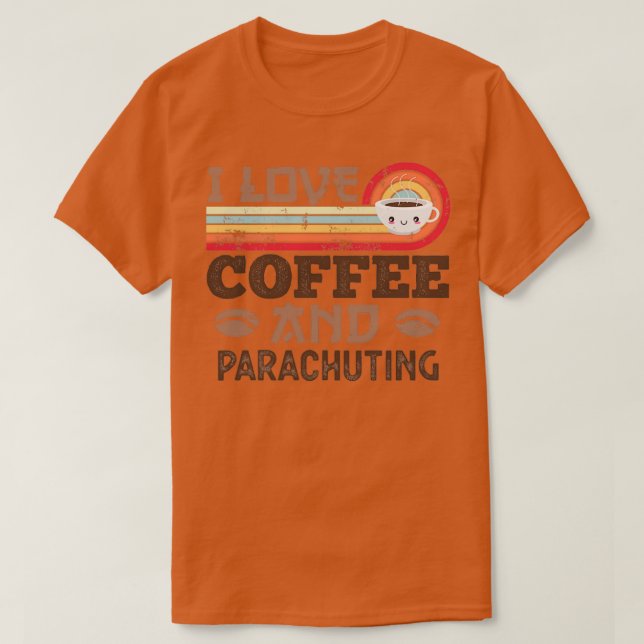Camiseta Me encanta el café y el regalo retro de paracaidis (Diseño del anverso)