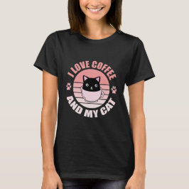 Camiseta me encanta el café y mi gato.