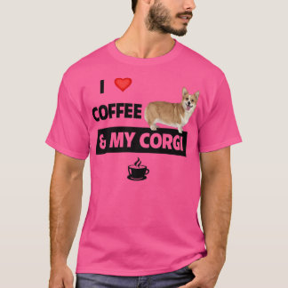 Camiseta Me encanta el café y mi Mascota padre Corgi