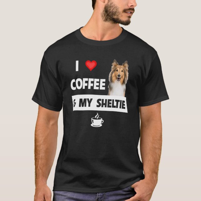 Camiseta Me Encanta El Café Y Mi Novia Madre Papá Shetland  (Anverso)