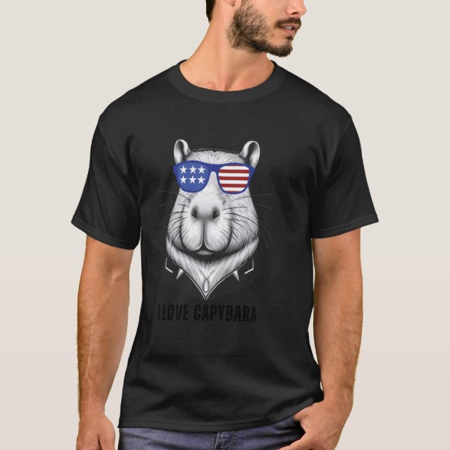 Camiseta Me Encanta El Capibara Tee Capybara Usando Ameri (Anverso)