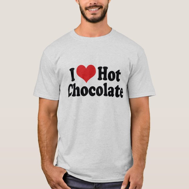Camiseta Me encanta el chocolate caliente del corazón - Ama (Anverso)