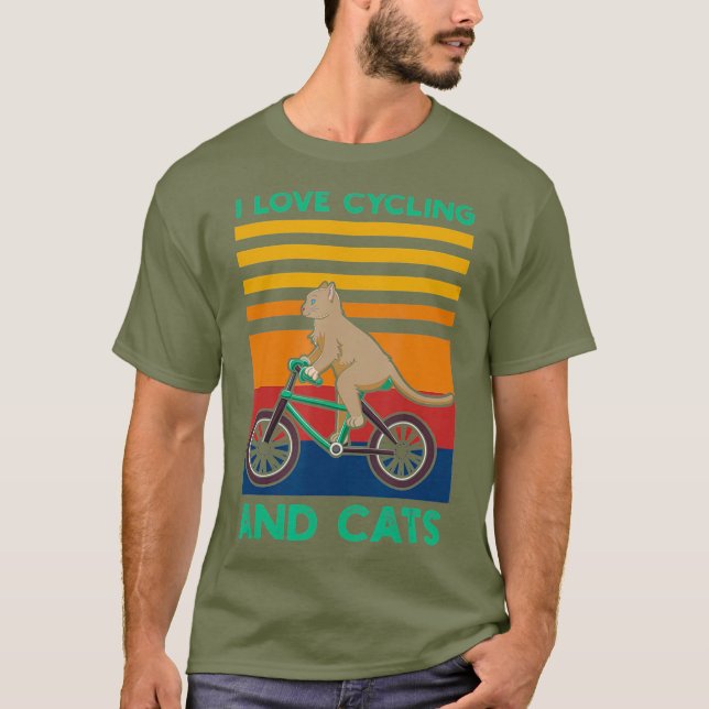 Camiseta Me Encanta El Ciclismo En Bicicleta Y Los Gatos (Anverso)