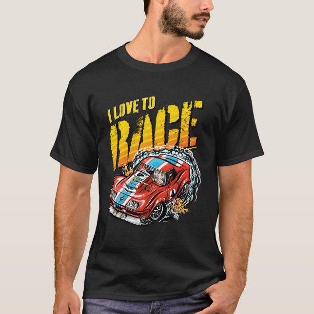 Camiseta Me Encanta El Coche De La Carreras De Raza (Anverso)