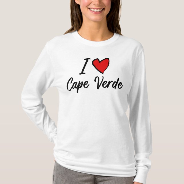 Camiseta Me encanta el corazón amable de Cabo Verde (Anverso)
