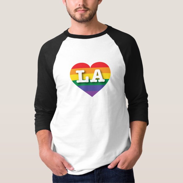 Camiseta Me encanta el corazón arcoiris de LA (Anverso)