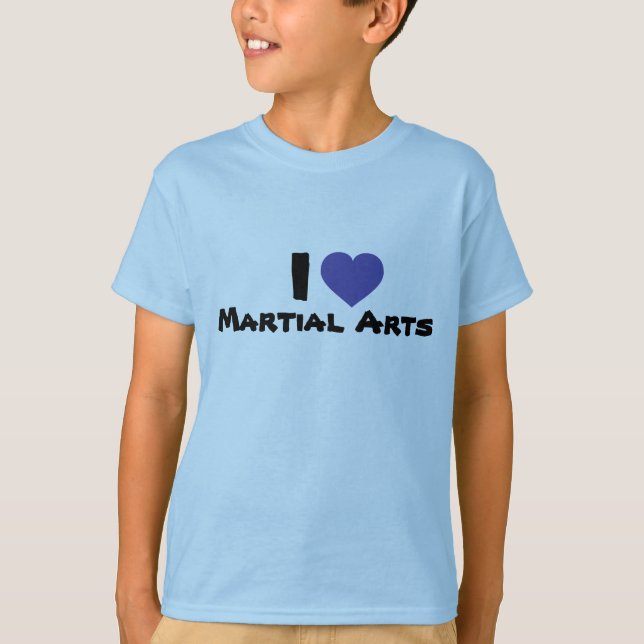 Camiseta Me encanta el corazón azul de las artes marciales (Anverso)