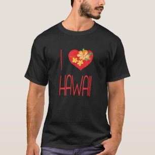 Camiseta Me encanta el corazón de Hawái Aloha Flor Hawai