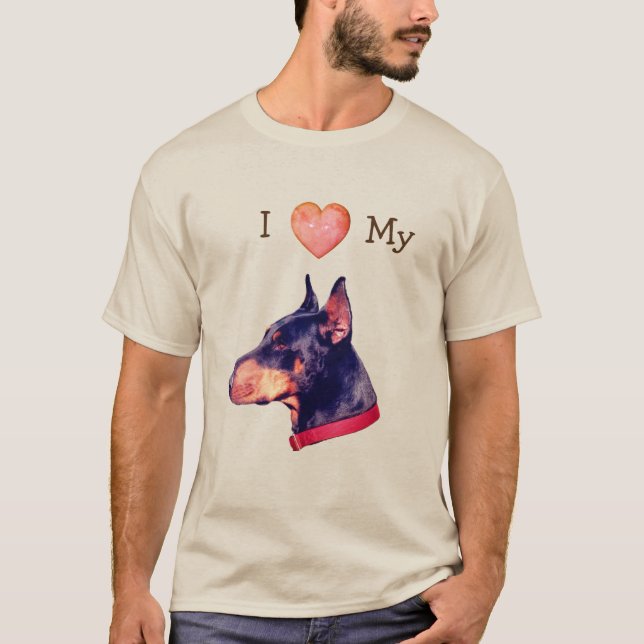 Camiseta Me encanta el corazón de mi doberman (Anverso)