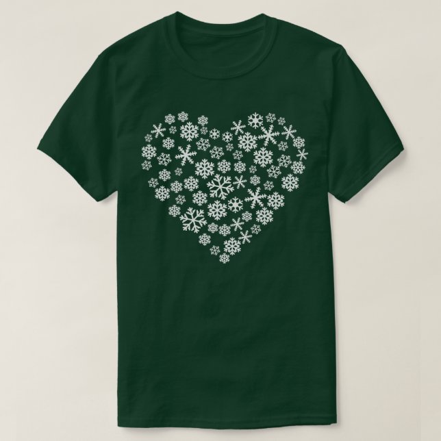 Camiseta Me encanta el corazón de Snowflake de nieve (Diseño del anverso)