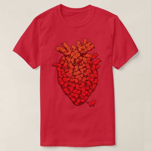 Camiseta Me encanta el corazón del gato (Diseño del anverso)