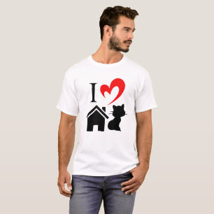 Camiseta Me encanta el corazón del gato Día de San Valentín