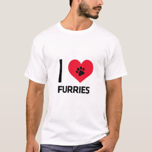 Camiseta Me encanta el Corazón Furry Paw Imprimir Animales 