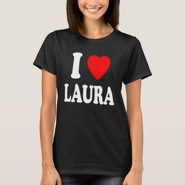 Camiseta Me Encanta El Corazón Laura Cute Pareja Esposa (Anverso)