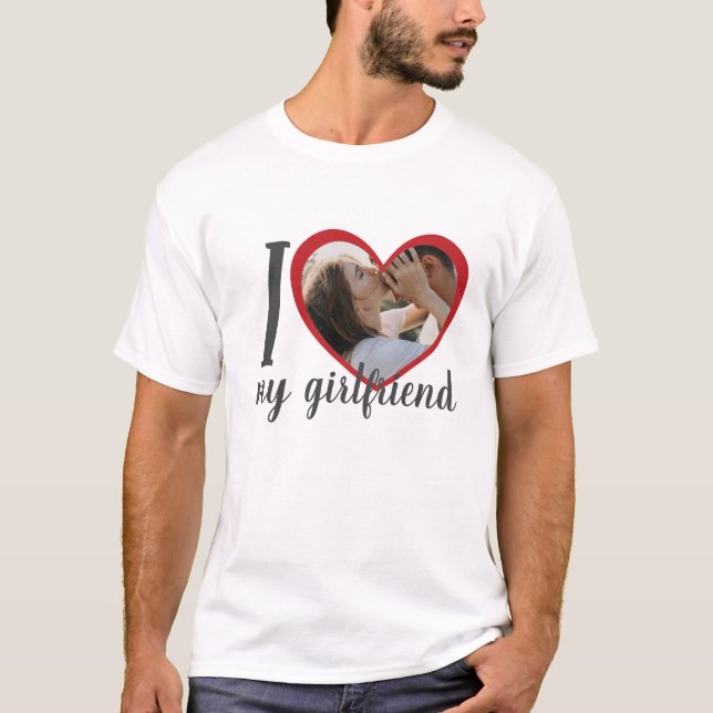 Camiseta Me encanta el corazón mi novia personalizado foto  (Anverso)